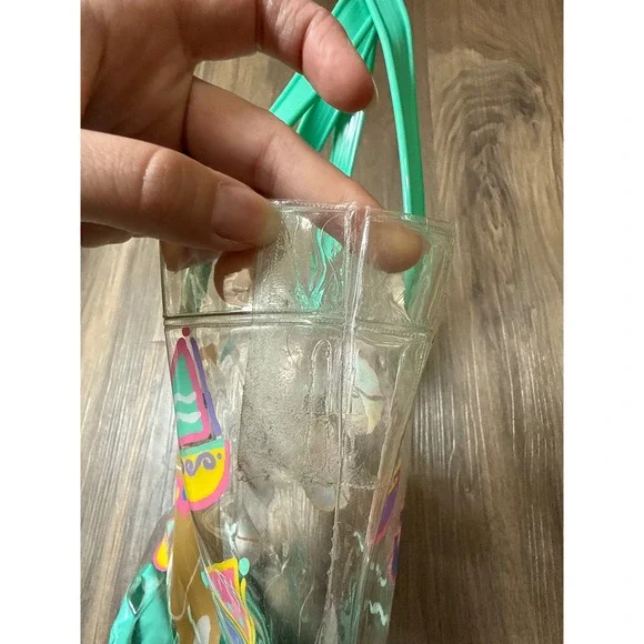 Vintage 1991 Sanrio Pool Clear Bag Just for Fun Bear Snap Close READ - Picture 7 of 11